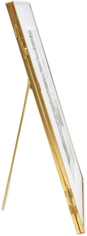 Isaac Jacobs 6x8, Antique Gold, Vintage Style Brass and Glass, Metal Floating Picture Frame (Vertical) with Locket Closure, for Photos, Art, & Mor...