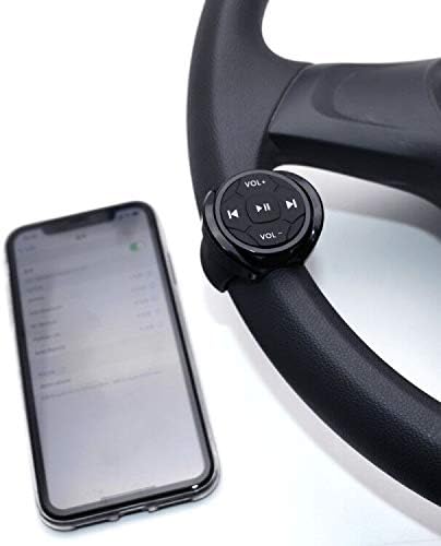 Wireless Bluetooth Media Button Remote Selfie Music Control Start Siri for iPhone Apply to Car Motorcycle Steering Wheel with Blue Button Light,Co...