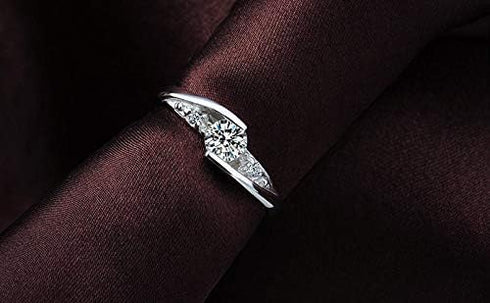 Uloveido 2 pcs His and Hers Matching Engagement Rings Set with Round Cubic Zirconia Platinum Plated Couples Wedding Ring J045...