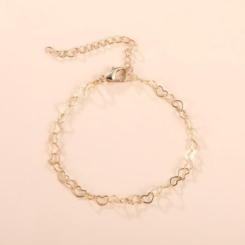 Hollow Love Heart Link Chain Bracelet Sterling Steel Bracelet for Women...