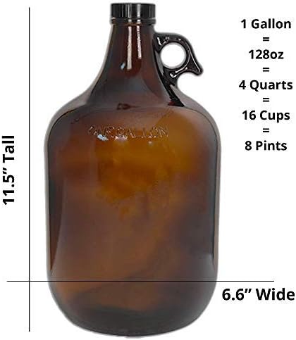1 Gallon (128oz) Amber Glass Jug With 38mm Cap - FBA...