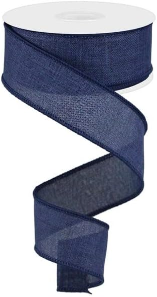 Solid Canvas Wired Edge Ribbon, 10 Yards (Navy Blue, 1.5 Inches)...