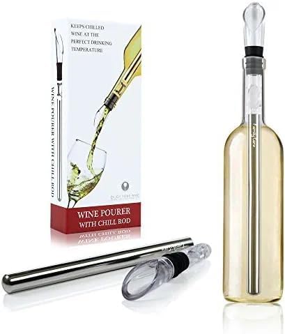 Iceless Wine Chiller Stick 3-in-1 Stainless Steel Wine Bottle Cooler Stick Chilling Rod with Aerator and Pourer - Wine Accessories Gift...