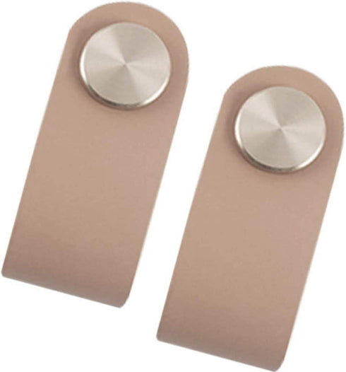 2Pcs Genuine Leather Dress Drawer Pull Loop Cupboard Handles Mordern Cabinet Knobs with Screws for Home Office Kitchen Living Room Bedroom Childre...