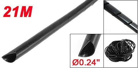 YIOVVOM 21M 68 Ft PE Black Polyethylene Spiral Wire Wrap Tube PC Manage Cable 6mm 1/ 4'' for Computer Cable, Car Cable (Dia 6MM-Length21M, Black)...