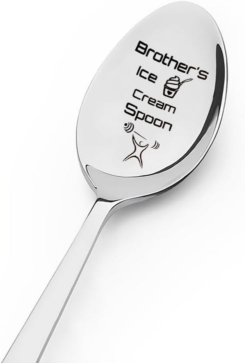 Little Big Brother Gifts for Men Brother Ice Cream Spoon for Brother Birthday Christmas Gifts from Sister Brother Coffee Ice Cream Lovers Gifts fo...
