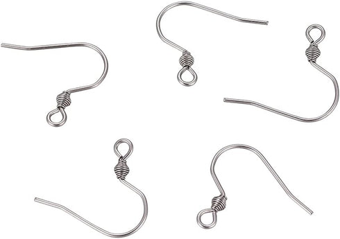 LiQunSweet 500 PCS Stainless Steel French Style Ear Wire Fish Hook Earring Earwires 17x17.5x2.5mm with Coil for DIY Dangle Earring Craft Jewelry M...