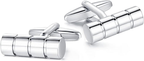 HONEY BEAR Cylinder Cufflinks for Mens Steel for Business Wedding Gift Silver...