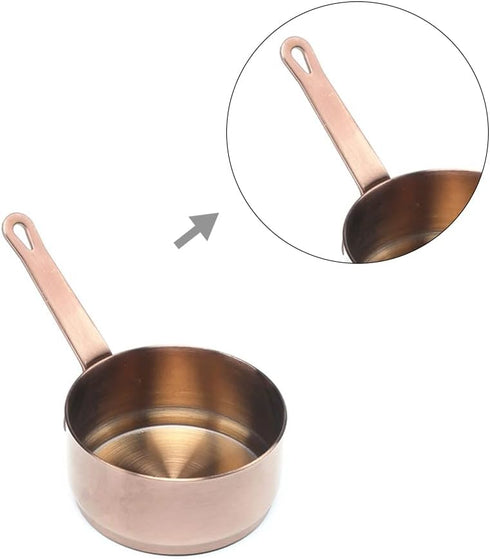 Handle Sauce Pan, Mini Sauce Pan with Hanging Hole, Handle Sauce Pot Multi-purpose Corrosion-resistant 304 Stainless Steel Measuring Cups for Cook...