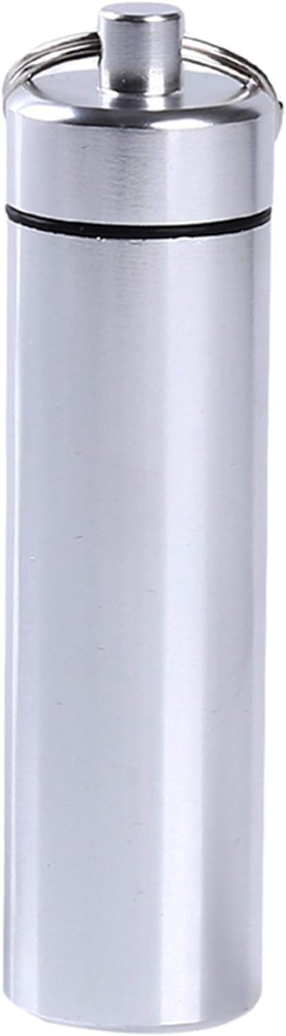 Silver Small Portable Pill Box Keychain, Aluminium Alloy Mini Pill Organizer Case Container for Purse,Waterproof Metal Pill Holder Medicine Bottle...