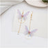 Temperament Long Butterfly Chain Tassel Drop Dangle Earrings for Asymmetric Pearl Circle Pendants Earrings Colored Tulle Butterfly Wings Earrings...