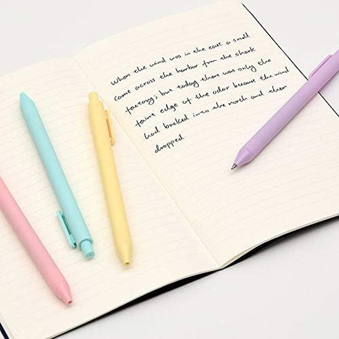 Lanxivi Kaco Pure Retractable Gel Ink Pens, Black Ink Refills 0.5mm Extra Fine Point 5-Pack, Macarons Color Barrel...