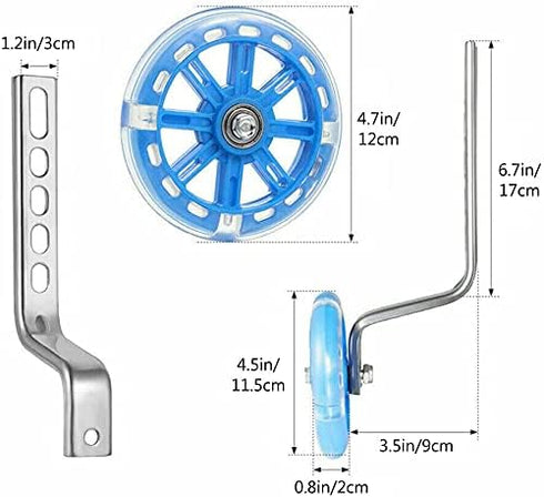 Training Wheels for Kids Bike, 1 Pair LED Flash Mute Bikes Training Wheels Children's Bicycle Adjustable Stabiliser Support Wheels for 12-20 Inch ...