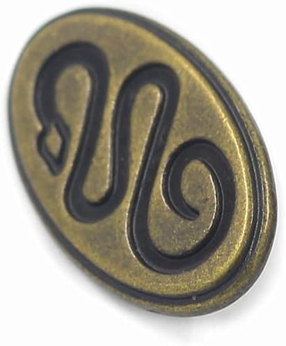 Bezelry 12 Pieces Sidewinder Snake Oval Metal Shank Buttons. 25mm (1 inch) (Antique Brass)...