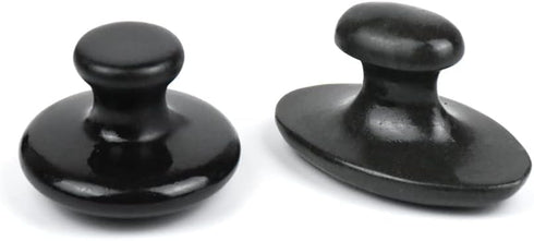 2 Pcs Long Mushroom Shaped Massage Stones Natural Bian Stone Hot Rock for Spa Massage Black...