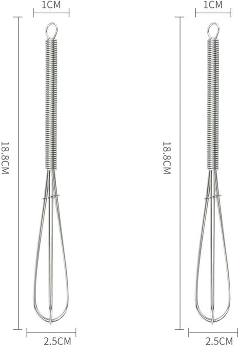 Whisks Stainless Steel Mini Wire Whisks Set of 2 Portable Stainless Steel Kitchen Tiny Whisk Egg Beater with Thick Wire for Cooking Blending Whipi...