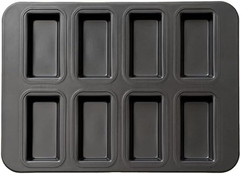 Mini Bread Pan Carbon Steel Cake Bread Mold Baking Pan Financier Baking Pan 8-Cavity for Oven Baking Mini Bars, Granola Bar Cornbread(Black)...
