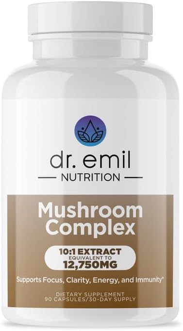 DR. EMIL NUTRITION 10 Mushroom Supplement for Mental Clarity, Focus & Immune Support - Functional Mushroom Nootropic Supplement with Lions Mane Ex...