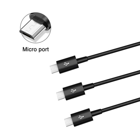 Herfair 3-in-1 Micro USB Splitter, 480Mbps Data Sync, 3 USB to Multi Micro USB Adapter Wires Leads for All Micro USB Equipped Devices......