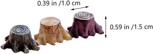 3Pcs BrownArtificial Tree Stump Mini Garden Figurines Stumps Ornaments Mini Root Stump Fairy Garden Miniatures Gnomes Moss Terrariums Resin Outdoo...