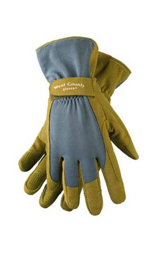West County 074S/L Classic Gloves – Large, Slate, Gardening Gloves w/ Extended Cuff, Dotted Palm and Finger Tips...