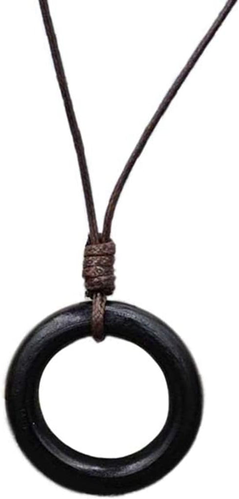 Long Wooden Pendant Necklaces for Women Black Boho Handmade Necklace for Sweater...