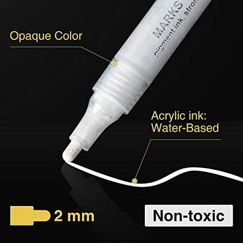 AKARUED White Acrylic Paint Markers, 8 Pack Acrylic White Paint Pen Sets for Rock Painting, Wood, Stone, Glass, Ceramic, Paper, Drawing, Art Proje...