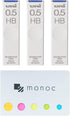 Uni Pencil Lead,"The Uni" Smudge-Proof Leads, 0.5mm HB, 40 Leads x 3 Pack &"monoc" Sticky Note(Japan Import)...