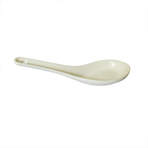 3 pcs Asia Porcelain Soup Spoon Ceramic Rice Spoons Chinese Won Ton Spoons for Home, Kitchen, or Restaurant, White...