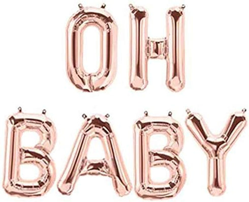 Tellpet OH Baby Letter Balloons, Baby Shower Decor for Girl, Rose Gold, 16 Inch...