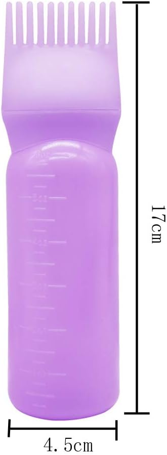 2 Pieces Root Comb Applicator Bottle Hair Coloring Dye Bottle Scalp Treament Essential Salon Hair Cleansing Bottle With Graduated Scale, Purple...