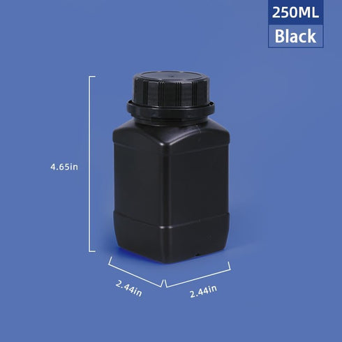 8.45oz/5Pcs Plastic Lab Chemical Reagent Bottles, Square Sample Storage Container, Plastic Chemical Container Bottle with Anti-theft Cap, Wide Mou...