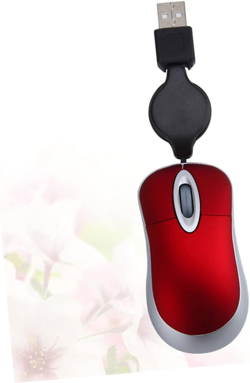 UKCOCO Mini USB Wired Mouse, Retractable Cable Laptop Mouse Wired Mouse Optical Compact Travel Mute Mice for PC Desktop Mouse Notebook Computer Re...