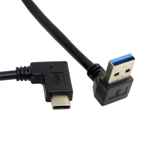 NFHK Reversible USB 3.1 USB-C Angled to 90 Degree Down Angled A Male Data Cable for MacBook & Tablet & Mobile Phone...
