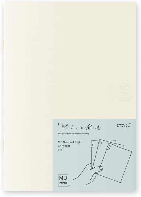 Midori 15305006 Notebook, MD Notebook, Light, A5, Square Ruled, Set of 3, A...