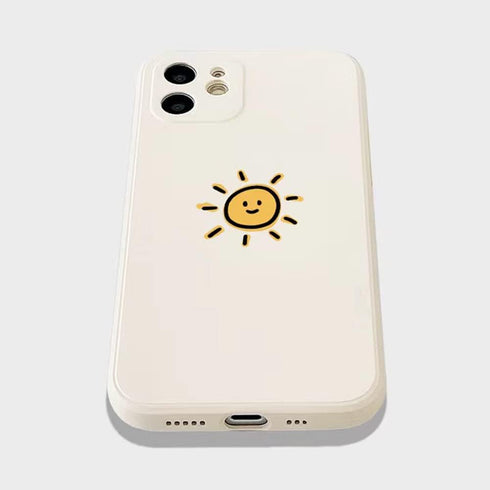 Casechics Compatible with iPhone Case,Silicone Cute Couple Matching Cartoon Sun Moon Camera Lens Protection Soft Shockproof Cover Phone Case (Whit...