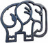 Elephant Cast Iron Trivet for Hot Pots & Kitchen & Dining Table, Elephant Gifts & Decor, Metal Wall Art, 2 or More for Set, Black, 6.6 x 6.1 Inche...