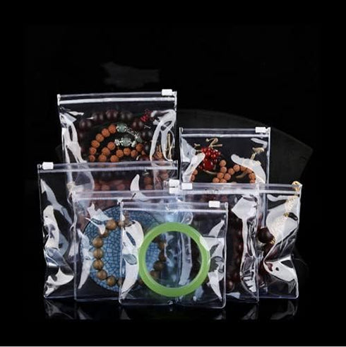 50 Self Seal PVC Pack Zipper Lock Bags,Clear Jewelry Anti Oxidation Bag Clarity Tarnish Prevention,Small Sealed Bag,Resealable packaging or Storag...