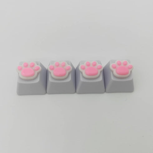 4 Pack Custom OEM R4 Keycaps PBT Mechanical Keyboard Keycaps Cute Cat Paw Key Cap Kawaii Gaming Keycaps for Mechanical Keyboard with Keycap Puller...