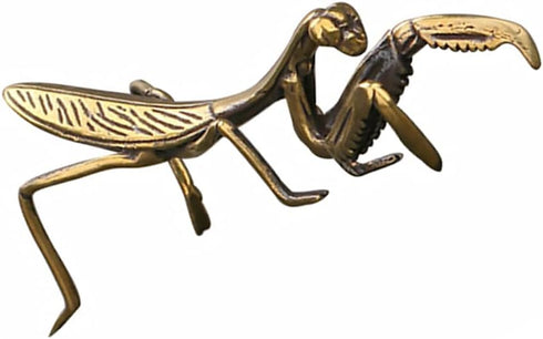 NUOBESTY Copper Praying Mantis, Feng Shui Brass Mantis Statue Animal Garden Sculpture Figurine for Art Graden Yard Tea Table Easter Feastival Deco...