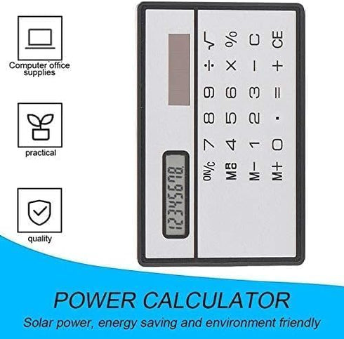 8 Digit Silver and Black Ultra Thin Solar Power Calculator with Touch Screen Credit Card Design Portable Mini Calculator for Business School Basic...