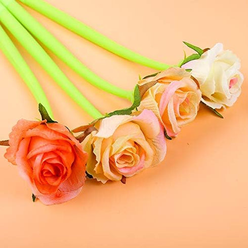 12Pcs Artificial Rose Pens Party Favors Valentine's Day Gifts Mother's Day Gift Red Rose Flower Pen Gel Ink Pens for Women Girls Teens Office Scho...