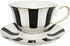 Black and White Retro Series European Striped Polka Dot Coffee Cup and Saucer Mug Cake Plate Afternoon Tea Set (A)...