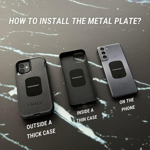 Universal Metal Plates Kit - Strong Hold, Ultra Thin, 4 Square Metal Plates, Alcohol Wipe Kit, Universal Compatibility - Car Dashboard Mount Acces...