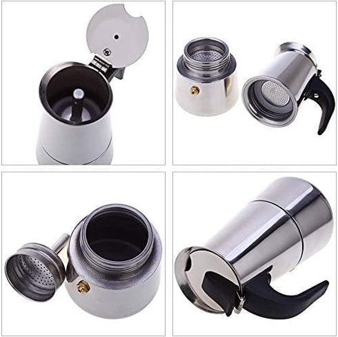 kkhouse Stainless Steel Coffee Pot Mocha Espresso Latte Percolator Stove Coffee Maker Pot Percolator Drink Tool Cafetiere Latte Stovetop (100ml)...