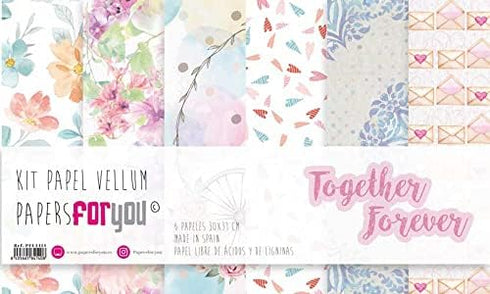 Papers For You - Vellum Scrapbooking Paper Kit | "Together Forever" Collection | Includes 6 Single Sided Vegetable Papers with Different Designs |...