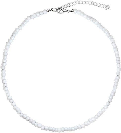 Puka Shell Necklace Hawaiian White Turquoise Bead Choker Beach Necklace for Women (White Bead)...