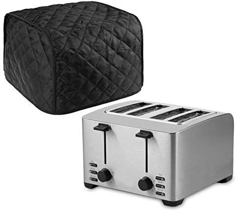 4 slice Toaster Cover, Polyester Fabric Quilted Four Slice Toaster Appliance Dust-proof Cover For Kitchen Small Appliance Dust Cover and Fingerpri...