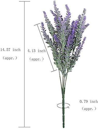 GTIDEA 4pcs Artificial Flowers Flocked Plastic Lavender Bundle Fake Plants Wedding Bridle Bouquet Indoor Outdoor Home Kitchen Office Table Centerp...
