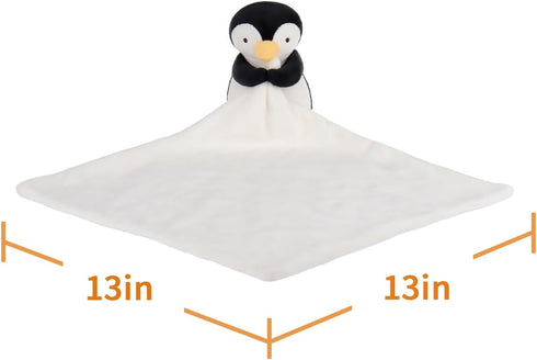 Apricot Lamb Stuffed Animals Security Blanket Black Penguin Infant Nursery Character Blanket Luxury Snuggler Plush(Black Penguin)...
